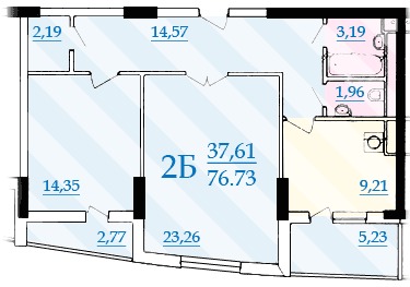 ЖК Парковий планировка этаж 5 2к 2Б