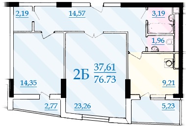 ЖК Парковий планировка этаж 3 2к 2Б