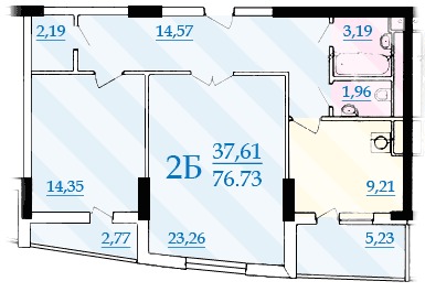 ЖК Парковий планировка этаж 4 2к 2Б