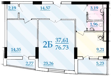 ЖК Парковий планировка этаж 16 2к 2Б