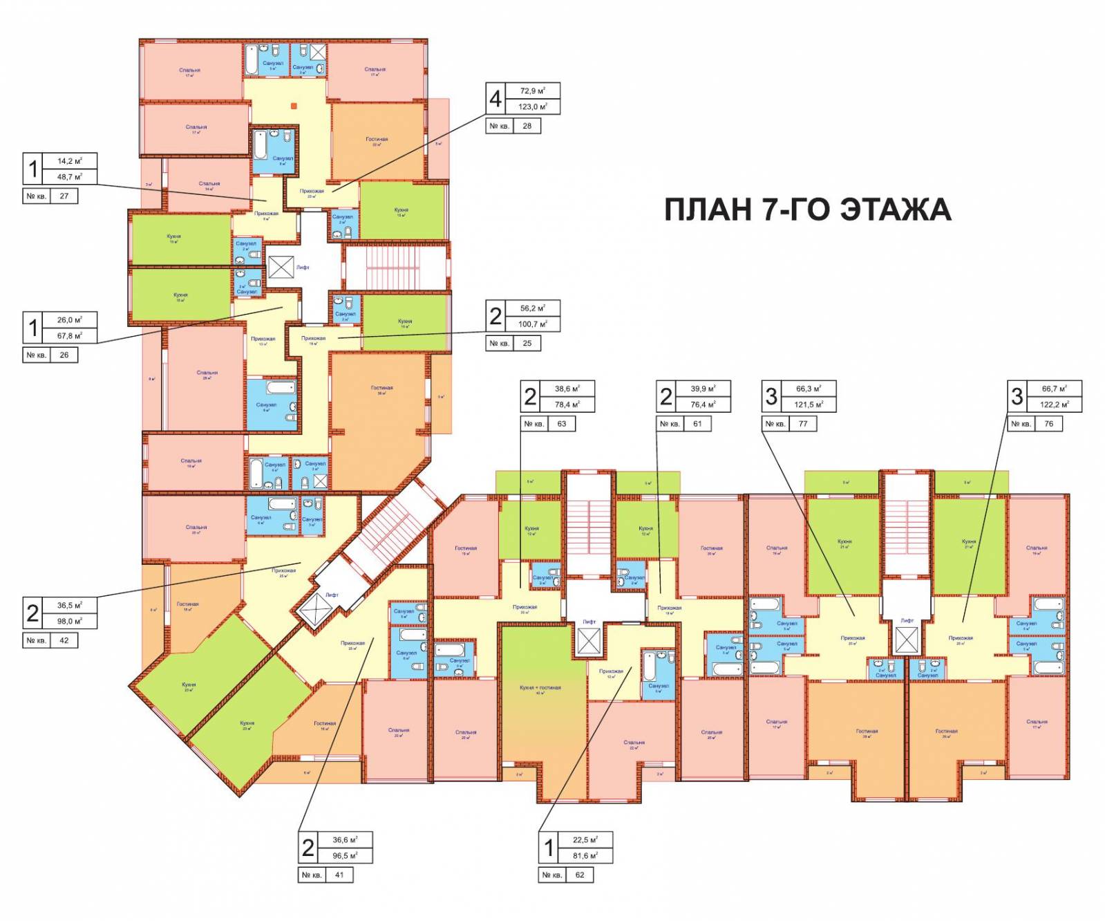 ЖК Зверинецкий Планировки квартир на 7 этаже